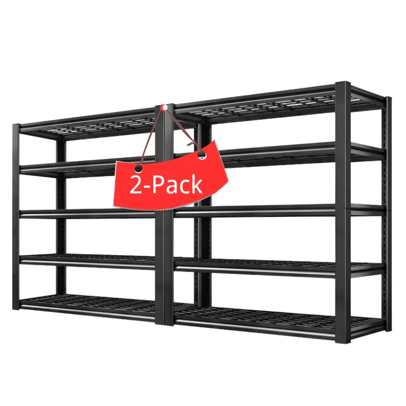 35.5"W x 72"H Storage Shelves 2500 LBS Adjustable Metal Shelving for Garage, Basement, Kitchen and Pantry - 2-Pack