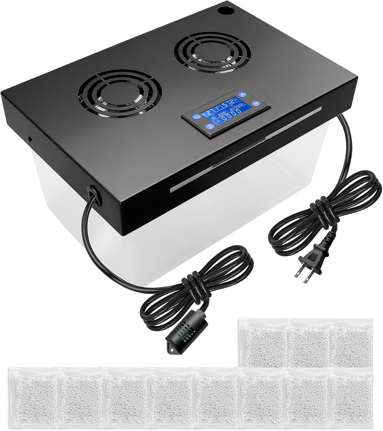 Electric Humidifiers for 10-50 Cubic Ft. Cabinet, Humidor Cabinet Humidifier for Monitoring Temperature and Humidity with 12V Adapter Power Supply