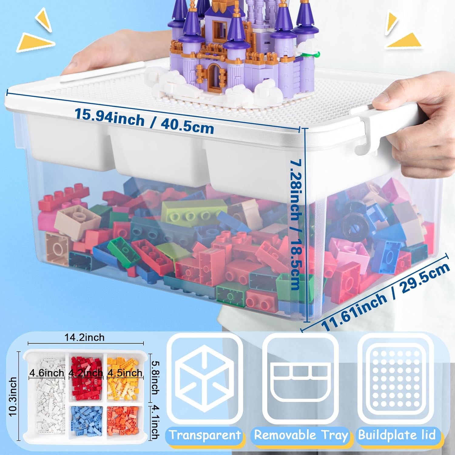 2 Pack Toy Storage Box | With Building Block Baseplate Lid 🧱