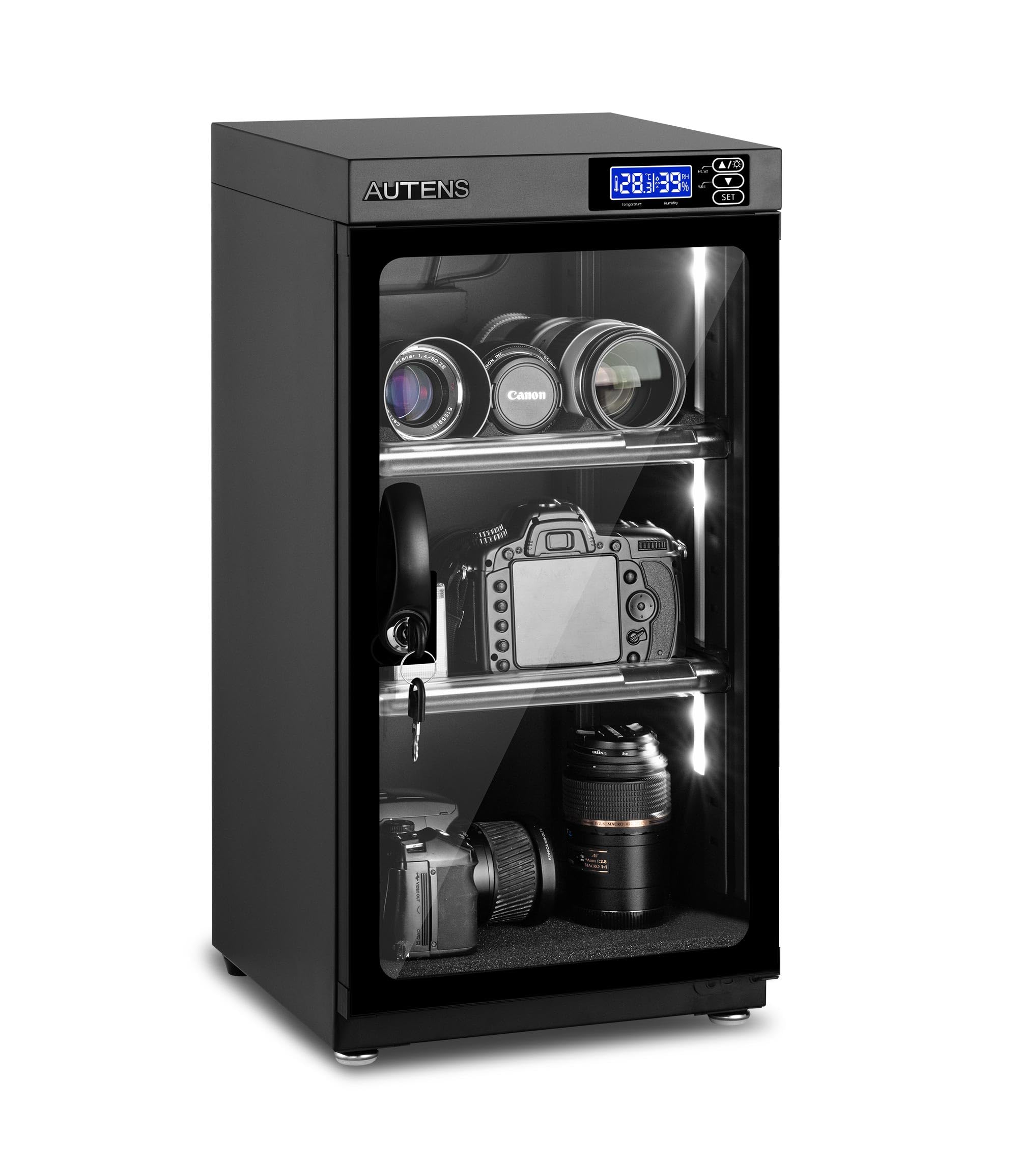AUTENS 30L Dehumidifying Dry Cabinet Box, Digital Control Noiseless and Energy Saving, for DSLR SLR Camera Lens and Electronic Equipment Storage,Temperature Humidity LED Dual Screen