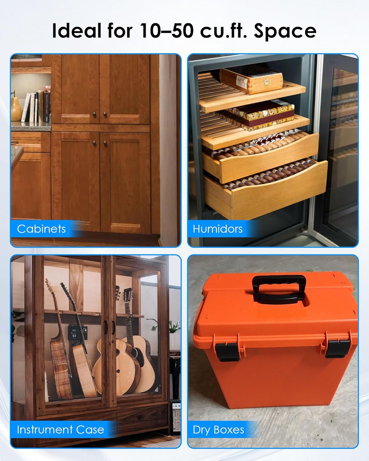 Electric Humidifiers for 10-50 Cubic Ft. Cabinet, Humidor Cabinet Humidifier for Monitoring Temperature and Humidity with 12V Adapter Power Supply