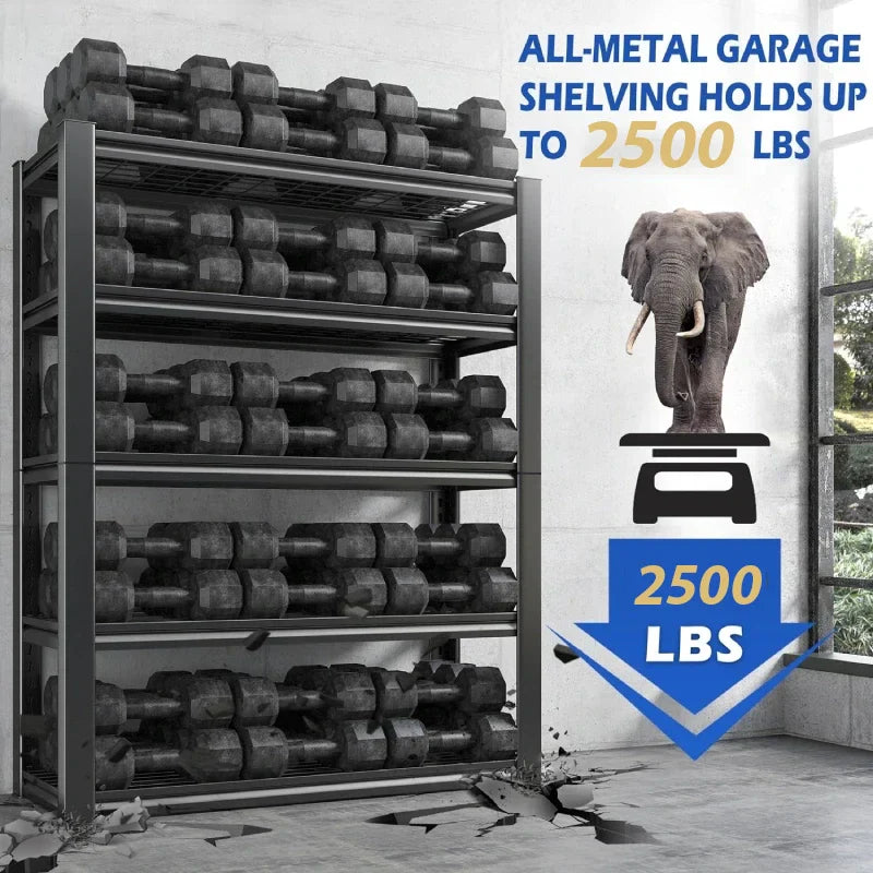 35.5"W x 72"H Storage Shelves 2500 LBS Adjustable Metal Shelving for Garage, Basement, Kitchen and Pantry - 2-Pack