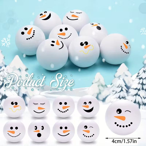 12/24pcs Christmas Snowman Squeezing Balls - Squishy Toys with Expressive Eyes, Nose, Mouth - Soft Squeezable Balls for Christmas Party Favors, Sock Fillerschristmas Stocking Stuffers, Christmas Stocking Stuffers