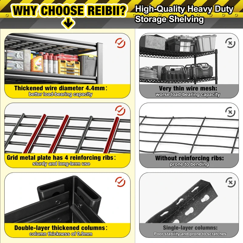 35.5"W x 72"H Storage Shelves 2500 LBS Adjustable Metal Shelving for Garage, Basement, Kitchen and Pantry - 2-Pack