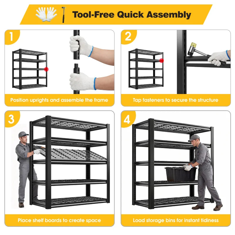 35.5"W x 72"H Storage Shelves 2500 LBS Adjustable Metal Shelving for Garage, Basement, Kitchen and Pantry - 2-Pack